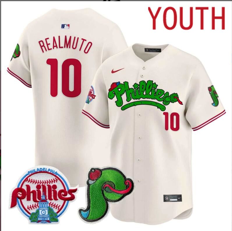 Youth  Philadelphia Phillies #10 Realmuto cream Limited 2024 MLB Nike jersey->youth nfl jersey->Youth Jersey